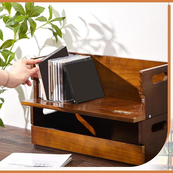 4 Set Wooden CD Storage Box Holder Shelf Cassette Tape Display Racks - Image 4