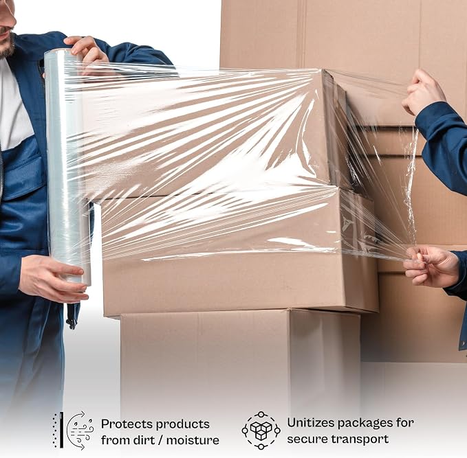 PSBM Stretch Wrap, 4 Pack, 15 Inch x 1500 Feet, 80 Gauge, Cast Hand Stretch - Image 4