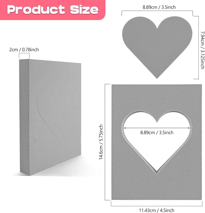 BAOFALI 4 Pcs Heart Cut Stamping Foam Grey Moldable Foam Stamps Plastic Dry - Image 2