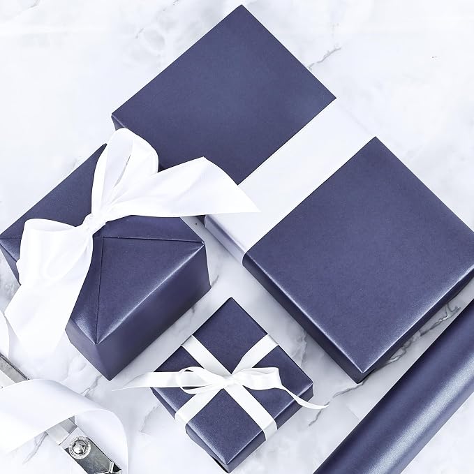 NESCCI Dark Blue Matte Wrapping Paper, Solid Color Pearly-Lustre Paper - Image 5