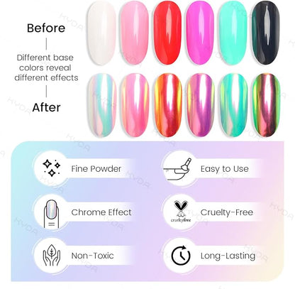 Ownest 4 Pcs Neon Chrome Nail Powder, Unicorn Chrome Nails Glitter Pigment - Image 5