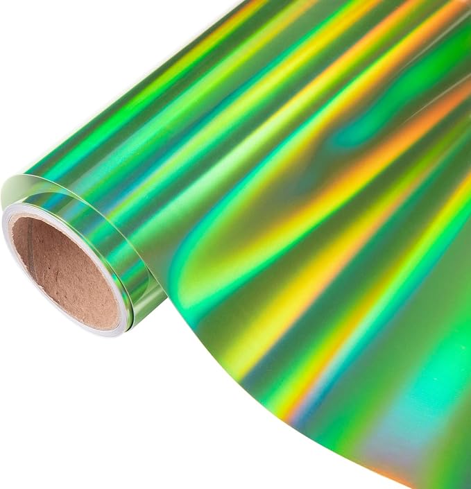 VINYL FROG Holographic HTV Vinyl Roll 12" x5ft Green Metallic Heat Transfer by VINYLFROG