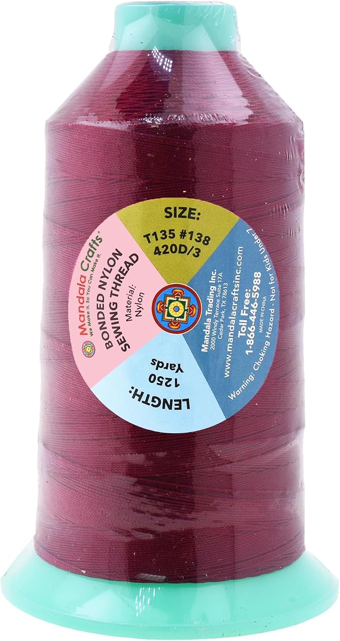 Mandala Crafts Bonded Nylon Thread Wine Heavy Duty Sewing Threads - Image 3