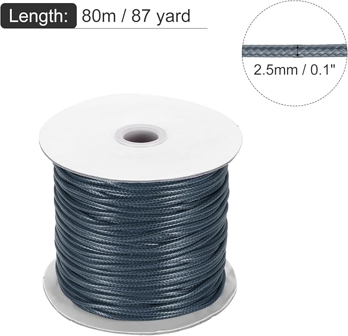 MECCANIXITY Waxed Cord 2.5mm Waxed Polyester Cord 87 Yard Wax String - Image 2
