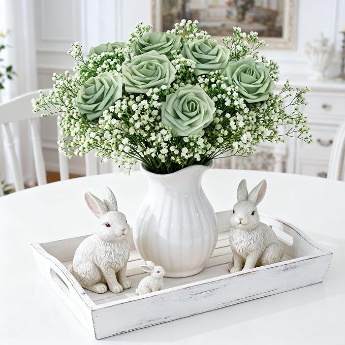 Artificial Flowers Foam Fake Roses 25pcs Green Roses - Image 6
