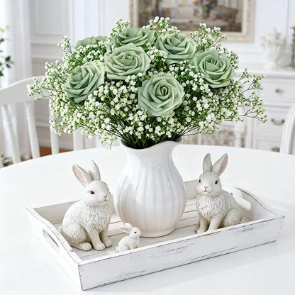 Artificial Flowers Foam Fake Roses 25pcs Green Roses - Image 6