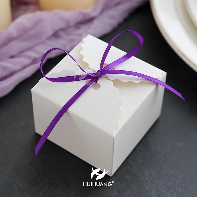 HUIHUANG Purple Ribbon 1/8 inches Solid Color Satin Ribbon100 Yards Double - Image 7