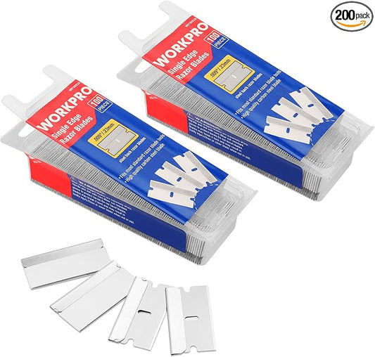 WORKPRO 200-Pack Single Razor Edge Blades, Industrial Scraper Razor Blades by WORKPRO