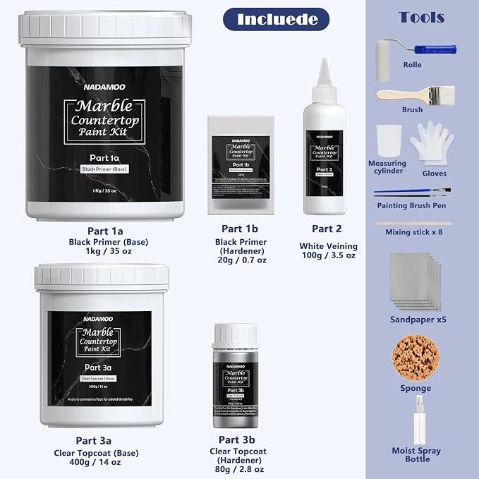 NADAMOO Black Marble Countertop Paint Kit - Image 3