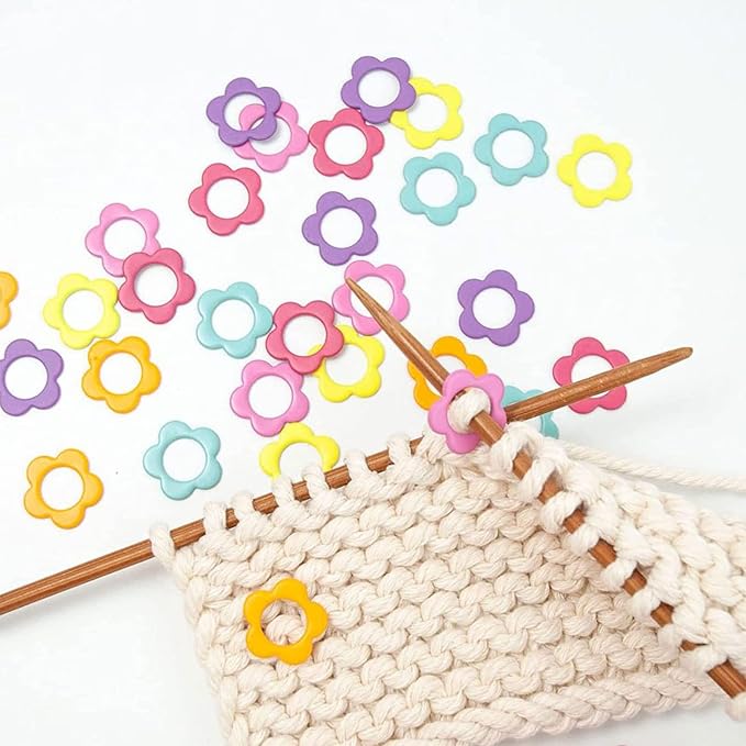 Hilsayum 30PCS Mini Size Stitch Markers Flower Shape Metal Stitch Markers Ring - Image 5