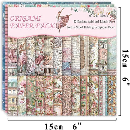 Origami Paper Kit 50 Sheets 70GSM 6 Inch Square Double Sided Color 50 Vivid - Image 2