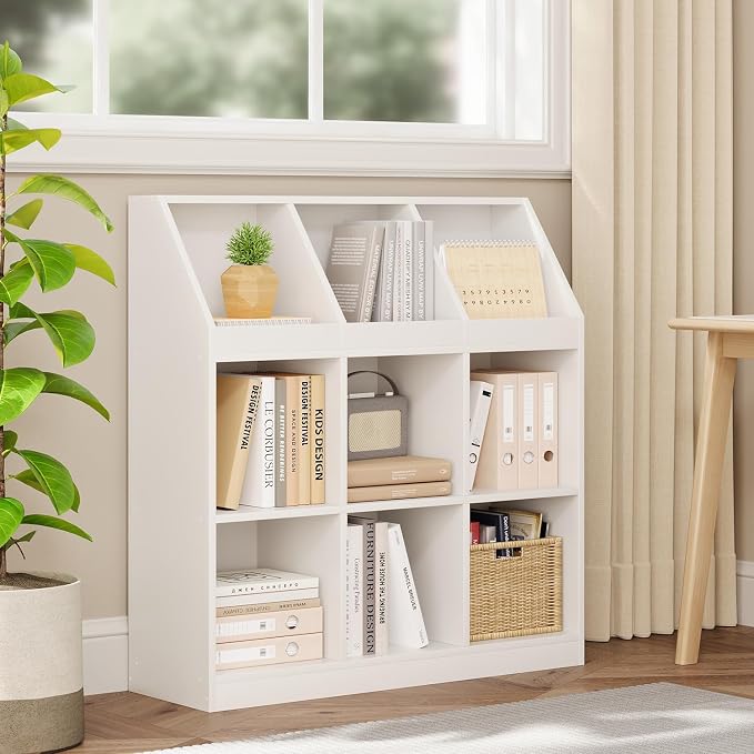 9-Cube Wooden Storage Bookcase by NELYE