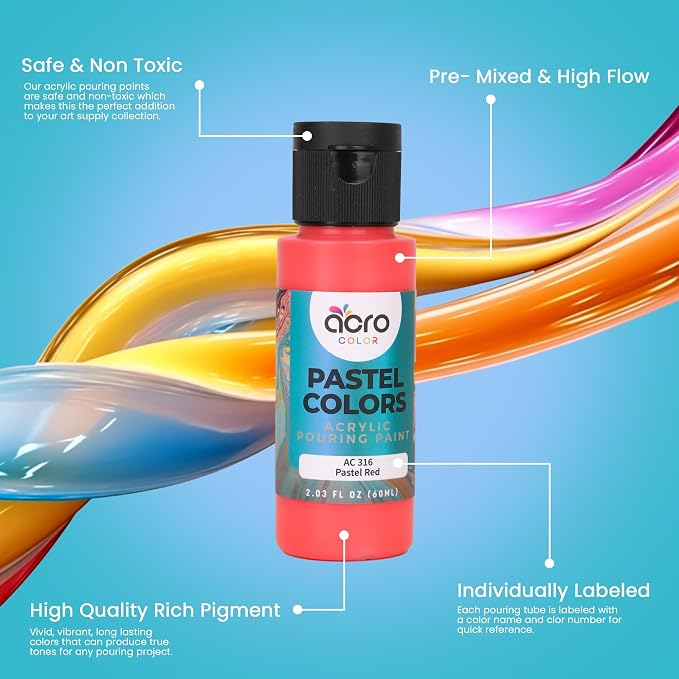 Acrylic Pouring Paint Set | 30 Vibrant Colors Including An Array Of Metallic - Image 3