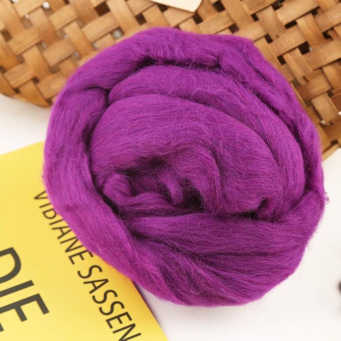 3.53oz Wool Roving Yarn, Fiber Roving Wool Top, Needle Felting Supplies - Image 5