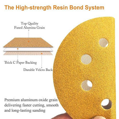 5-Inch 8-Hole Hook and Loop Sanding Discs 800-Grit Random Orbit Sandpaper - Image 2