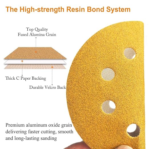 5-Inch 8-Hole Hook and Loop Sanding Discs 80-Grit Random Orbit Sandpaper - Image 2