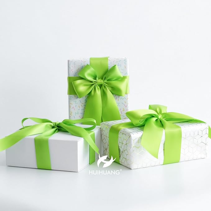 HUIHUANG Lime Green Satin Ribbon - Image 4