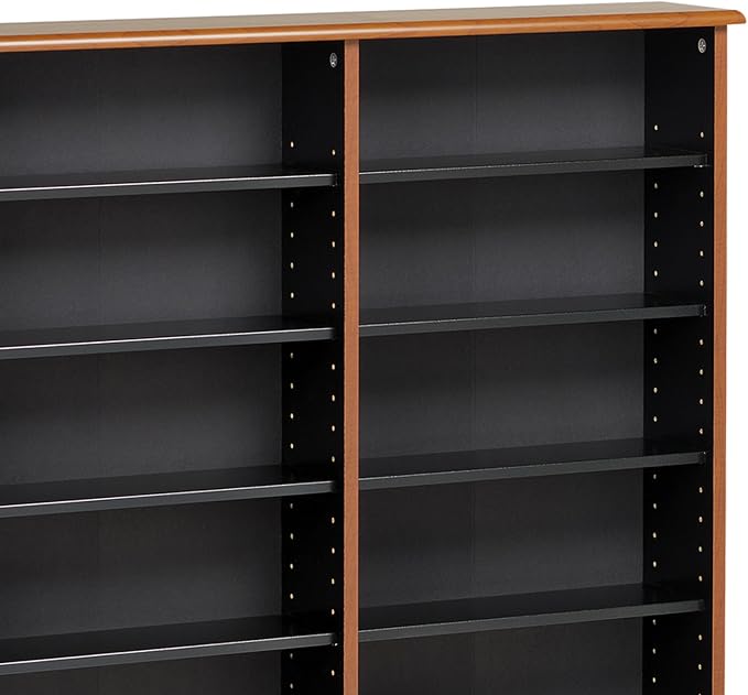 Prepac 3 Column Tall Cabinet Media Storage, Triple Width Wall, Cherry/Black - Image 6