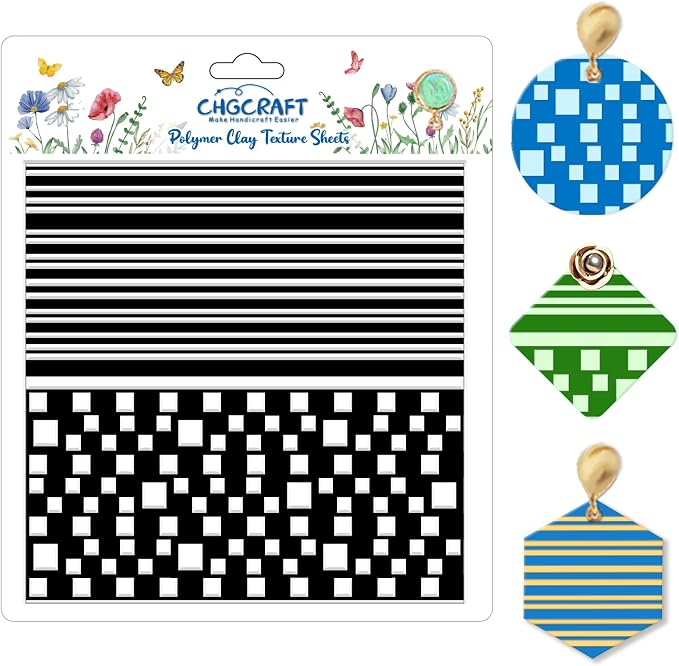 CHGCRAFT Simple Stripes Polymer Clay Texture Sheets Plaid Geometric Pattern by chgcraft