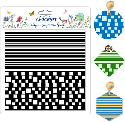 CHGCRAFT Simple Stripes Polymer Clay Texture Sheets Plaid Geometric Pattern by chgcraft