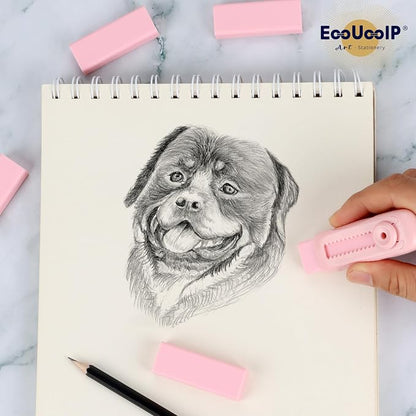 EooUooIP 4+1 Pack Rubber Pink Erasers Sliding Retractable Eraser, Large Pink - Image 5
