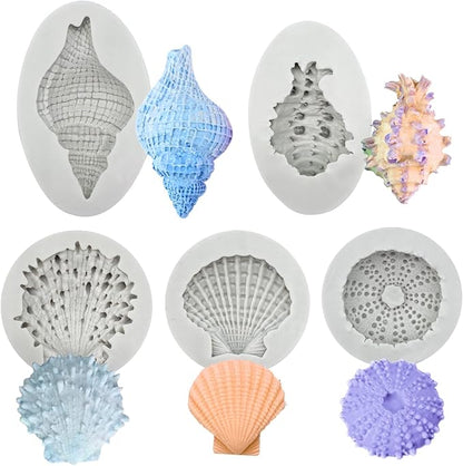 5 Pcs Seashell Silicone Mold Cake Fondant Silicone Mold Seashell Conch Baking by GeoGeoDIY