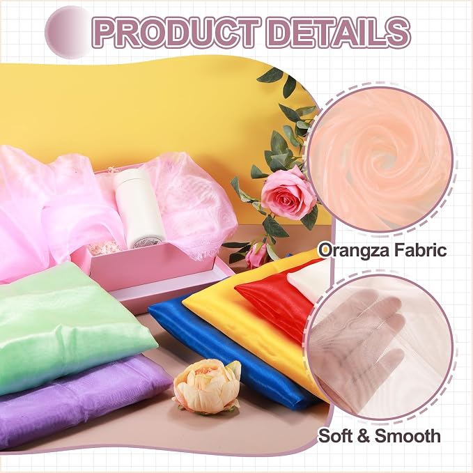 MECCANIXITY Iridescent Sheer Organza Fabric, 2 Yards x 59 Inches Solid - Image 3