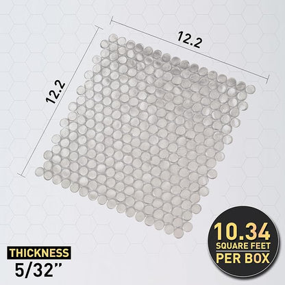 Silver Penny Round Mosaic Glass Tile – 12.2 x 12.2 Inch - Image 3