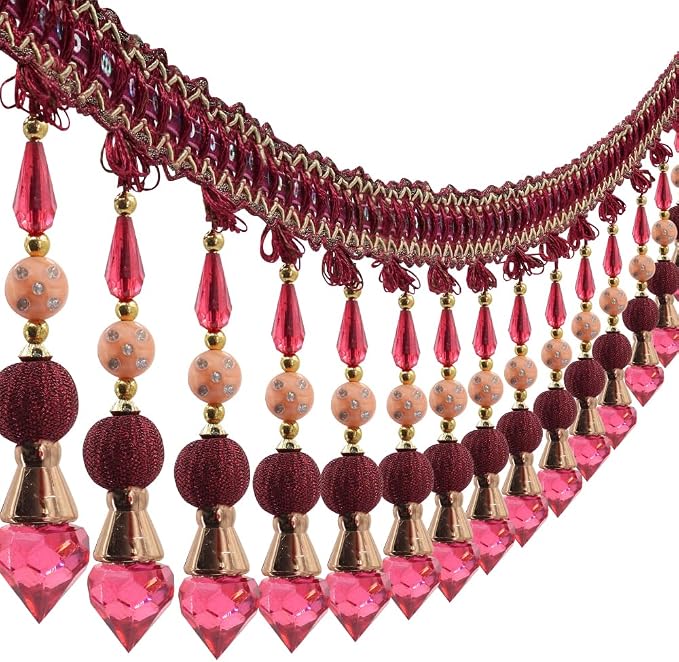3yards Beading Fringe Trimming Long Beads Tassel Curtain Trim Ribbon Trim by EMDOMO