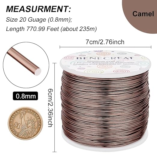 BENECREAT 20 Gauge 770FT Brown Aluminum Wire Anodized Jewelry Craft Making - Image 2