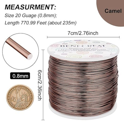 BENECREAT 20 Gauge 770FT Brown Aluminum Wire Anodized Jewelry Craft Making - Image 2