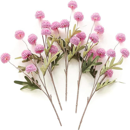 Floroom 5pcs Fuchsia Pink Faux Silk Mums Artificial Flowers, Bulk Fake Small by Floroom