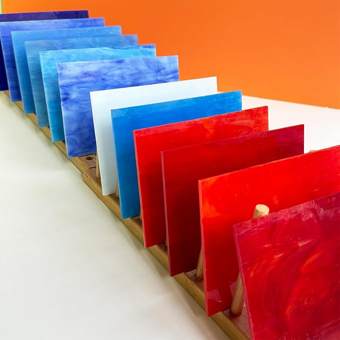 ILLUCKAI 12 Sheets Red+Blue Stained Glass Sheets, 6 x 4 inch Stained Glass - Image 3