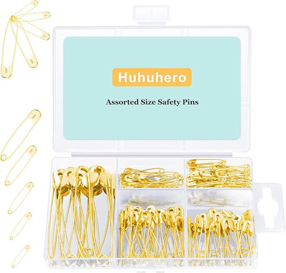 Huhuhero Safety Pins Assorted, Nickel Plated Steel Pin Bulk, Sewing Arts Crafts by Huhuhero