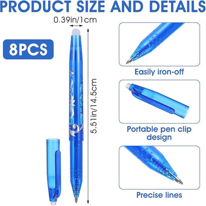 8pcs Heat Erasable Pens for Fabric, Fabric Marking Pens Fabrics Markers No - Image 2
