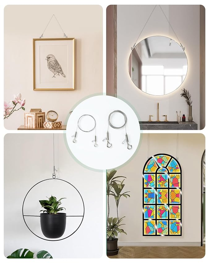 2PCS Picture Hanging Wire Adjustable 1m x 1mm Small Hooks, Picture Frame Wire - Image 6