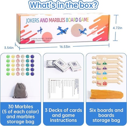 Jokers and Marbles Board Game, Wooden Marble Game - Image 3