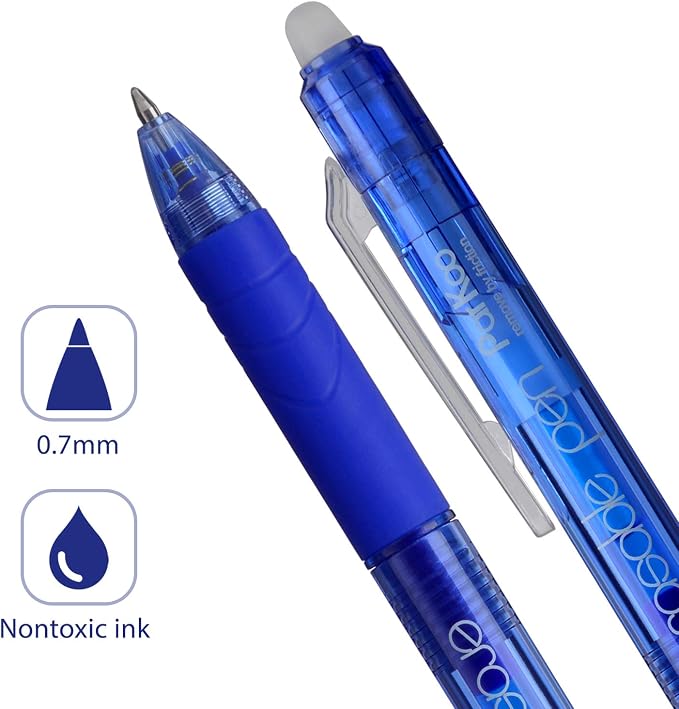 ParKoo Retractable Erasable Gel Pens Clicker, Fine Point 0.7mm, Make Mistake - Image 6
