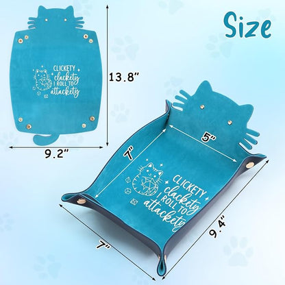 Blue Cat Dice Tray Novelty Purple Cat Shape PU Leather Dice Tray - Image 2