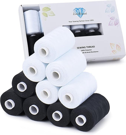 Simthread All Purpose Sewing Thread, 10 Spool 1000 Yards Each Bobbin Polyester by Simthread