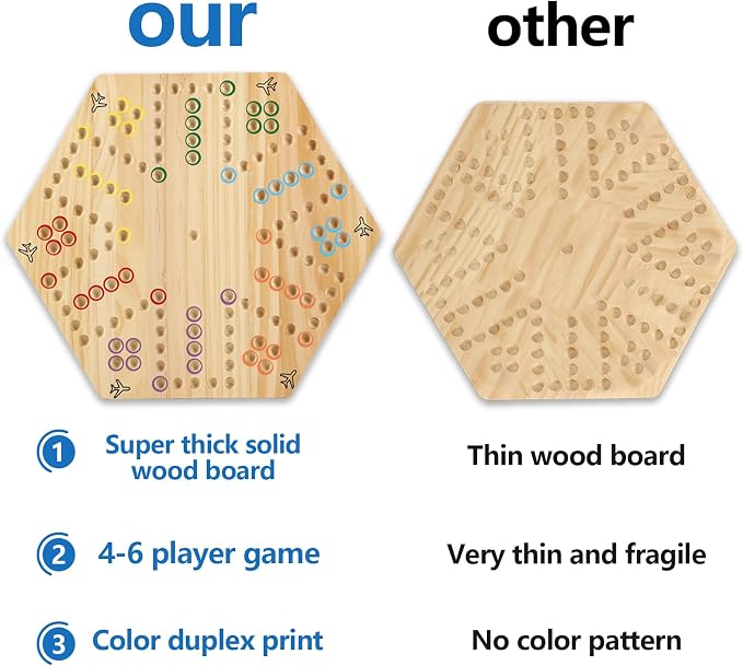 Original Marble Game Wahoo Board Game Double Sided Painted Wooden Fast Track - Image 5