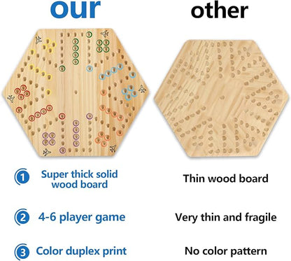 Original Marble Game Wahoo Board Game Double Sided Painted Wooden Fast Track - Image 5