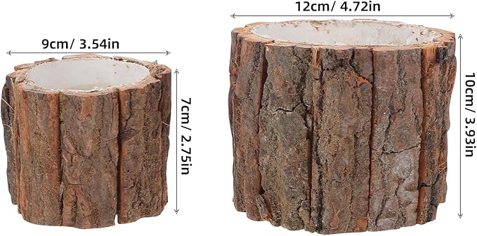 ARTIBETTER Bark Planter Pot 2pcs Wood Bark Pot Natural Log Succulent Planter - Image 2