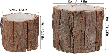 ARTIBETTER Bark Planter Pot 2pcs Wood Bark Pot Natural Log Succulent Planter - Image 2