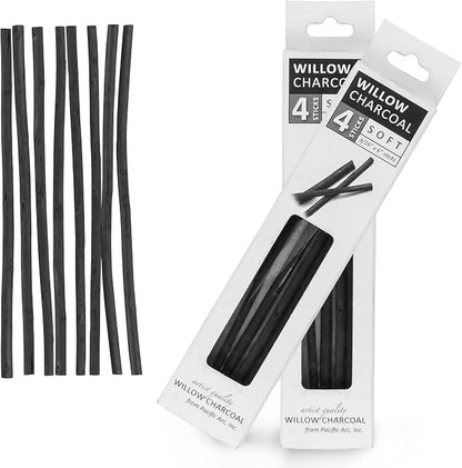 Pacific Arc 2 PACK Large Willow Charcoal Stick 4/Pkg, Thick Willow Charcoal by PacificArc