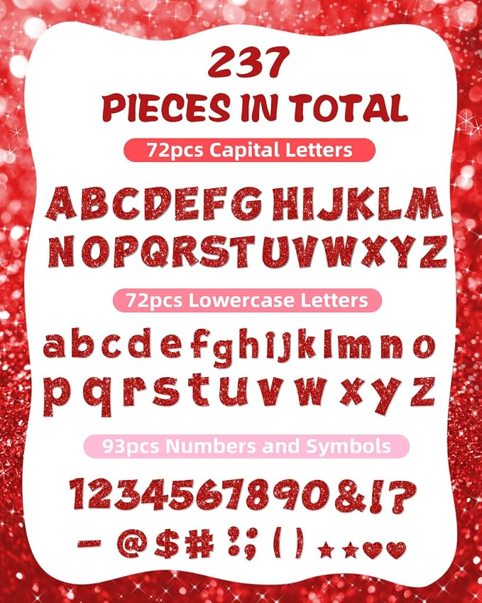 237 Pcs Glitter Bulletin Board Letters, Numbers and Punctuation, Poster Board - Image 2