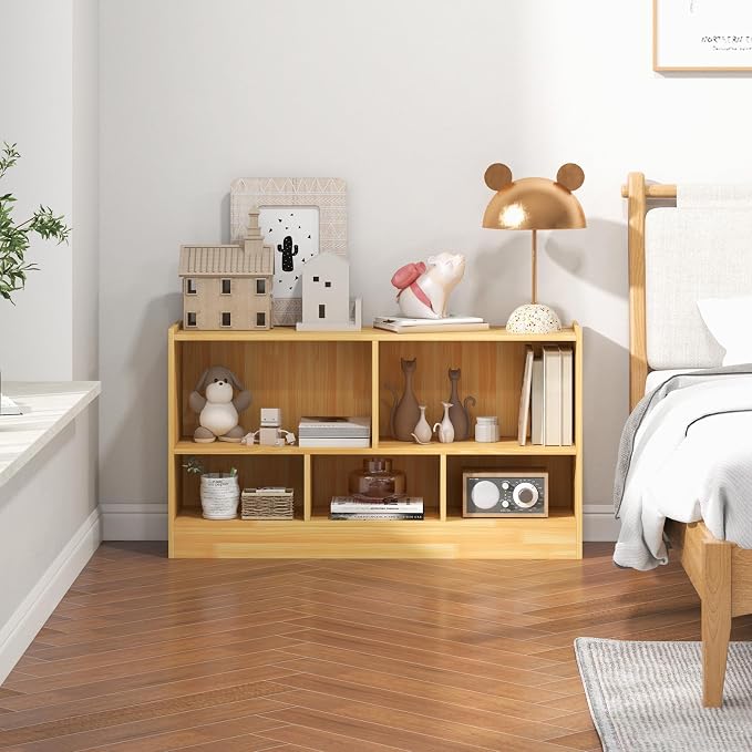 LOKO 2 Tier 5 Cube Bookcase, Open Shelf Storage Cabinet, Wooden Display Cabinet - Image 4
