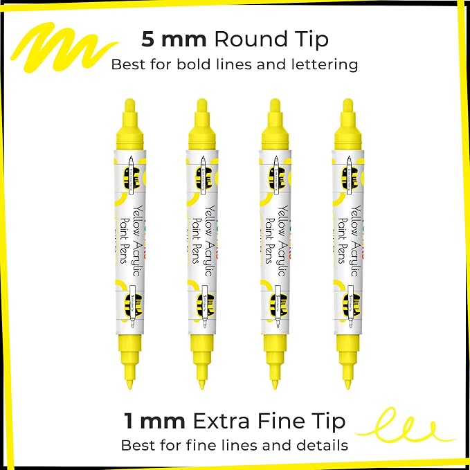 4 Dual Tip Yellow Paint Pen Metallic - Image 2