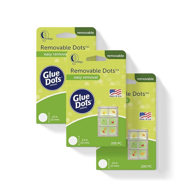 Glue Dots Double-Sided Removable Dots, 3 Pack includes 3 rolls of 200 by GlueDots