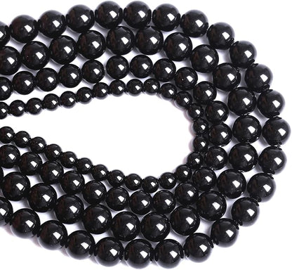 4mm 186pcs Natural Black Agates Onyx Stone Beads Smooth Round Loose Spacer Beads - Image 2